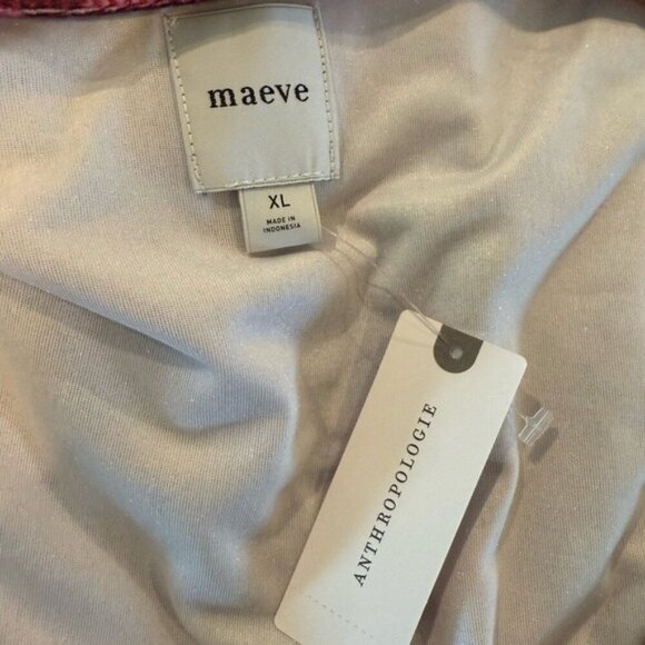 ANTHROPOLOGIE Maeve Velvet Babydoll V-Neck Top Pink Multi Gingham Size XL NEW - Picture 4 of 7